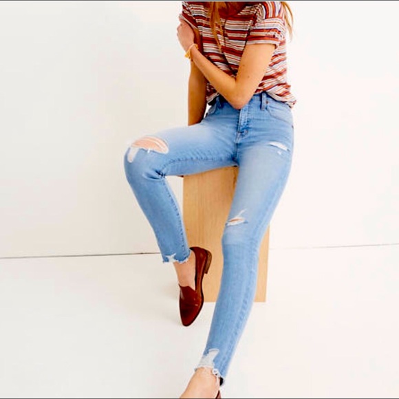 Madewell Denim - Madewell Distressed High Rise Skinny Raw Hem Jeans